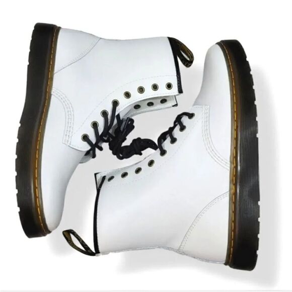 NEW Dr. Martens Zavala T Lamper Combat Boot in White Leather Unisex M 10/W 11 - Picture 10 of 16
